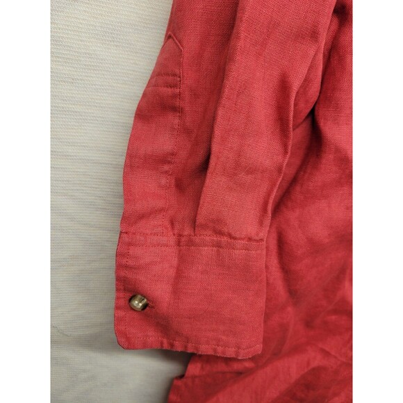 Elizabeth by Liz Claiborne Women's SZ 18 Tunic Button Up Shirt 100% Linen Red - Picture 7 of 10